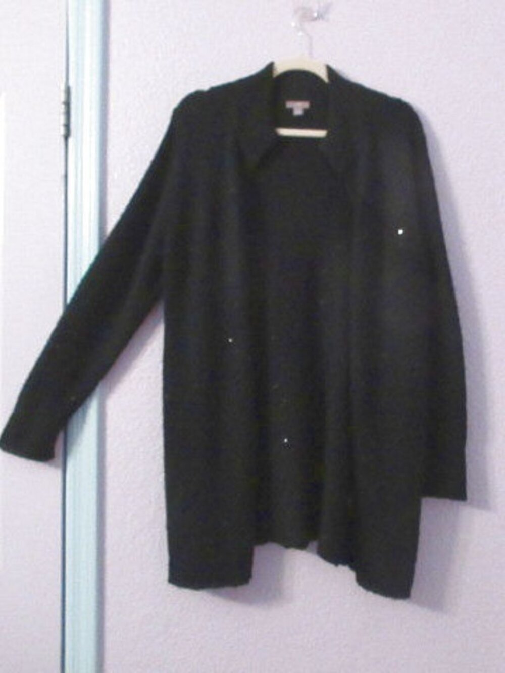 J. Jill Knit Cardigan Sweater Size LP Sequins Open Front Wrap Minimalist Neutral